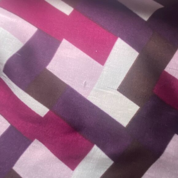 Geometric Print V-Neck Blouse Puff Tie-Sleeves Multicolor Casual Comfort Office - Picture 8 of 8